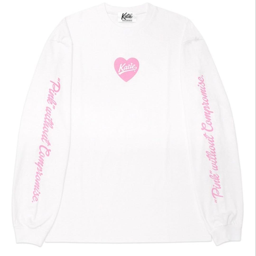 新品未使用 Katie♡ HEART LOGO long tee ハートロゴ 白