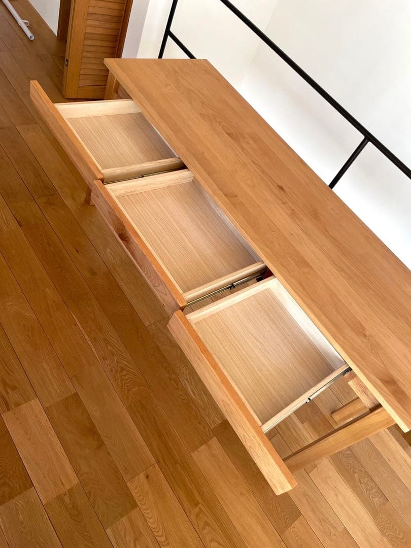 リビングデスク　勉強机　パソコンデスク　無垢材