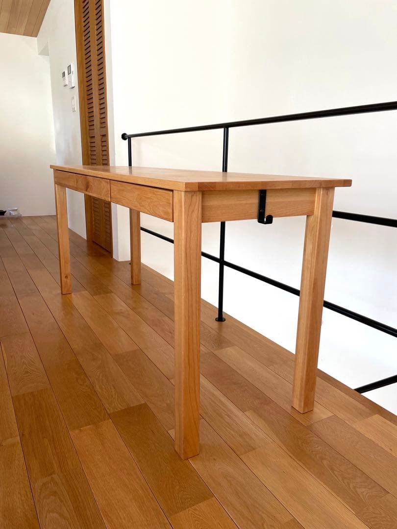 リビングデスク　勉強机　パソコンデスク　無垢材