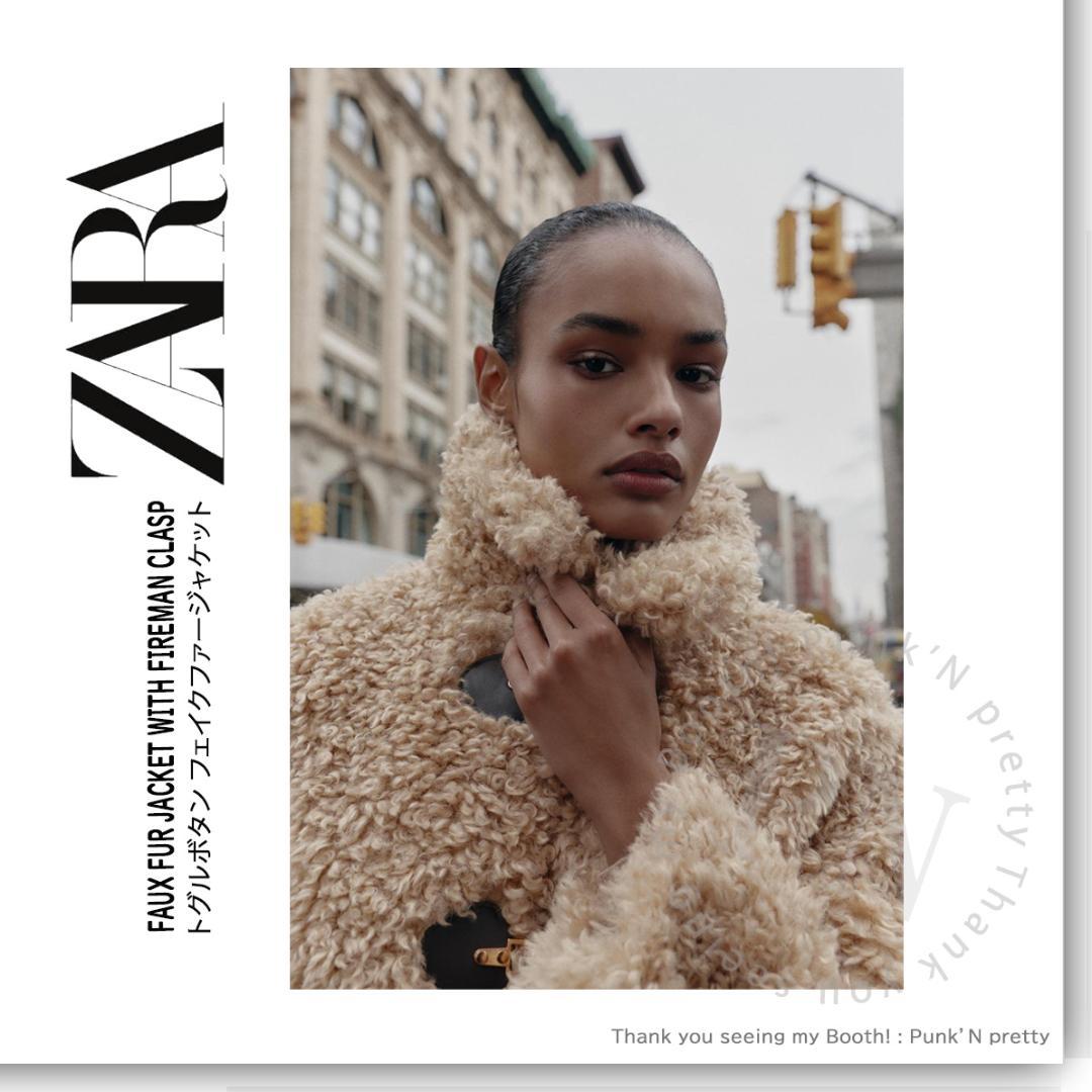 〇新品 ZARA トグルボタン フェイクファー ジャケット L〇プードルファー