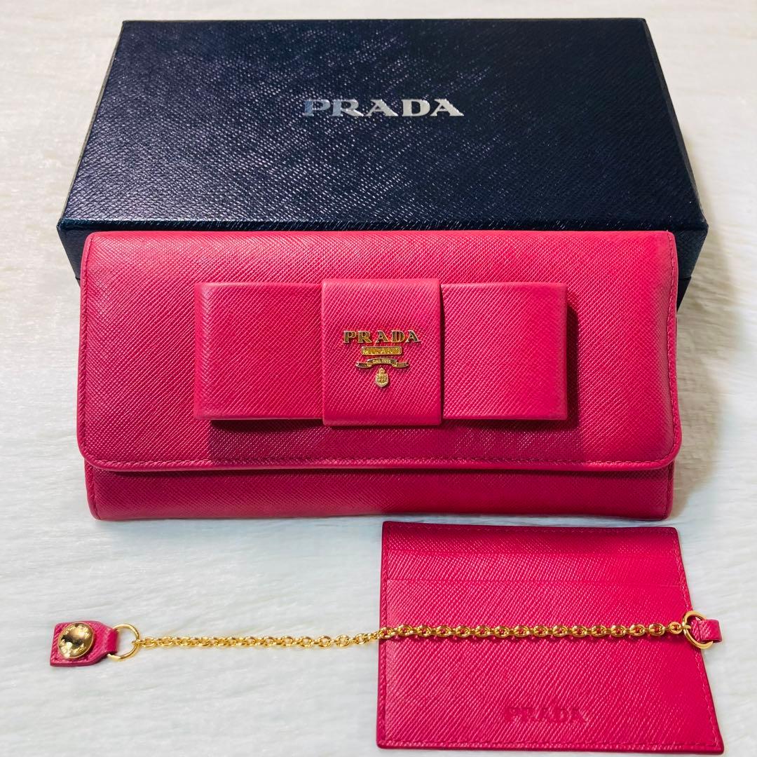 月末限定価格　PRADA プラダ　長財布　リボン　二つ折り　ピンク　箱付き　人気