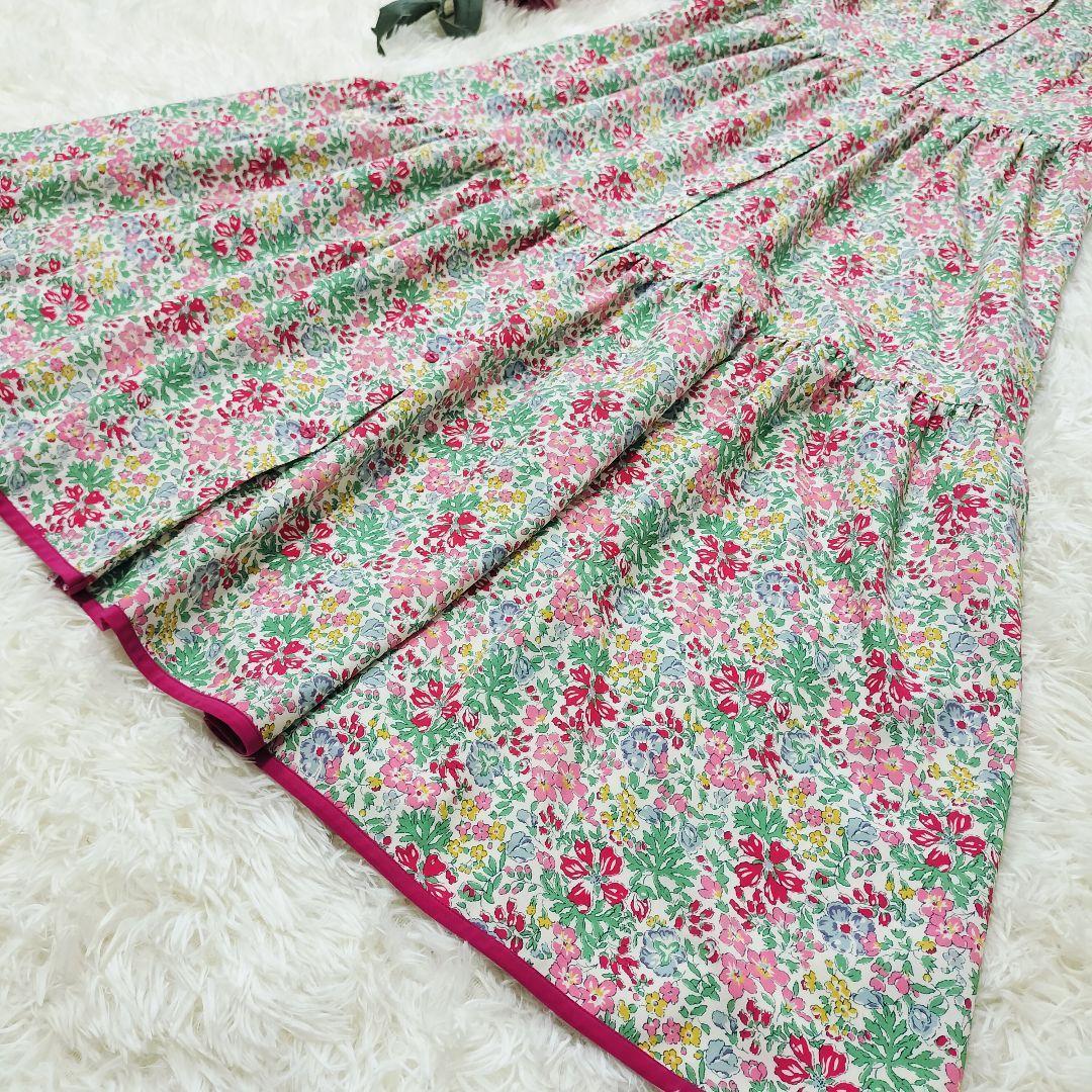 美品♡TOCCA♡リバティ♡花柄♡リボン袖♡ティアードロングワンピース
