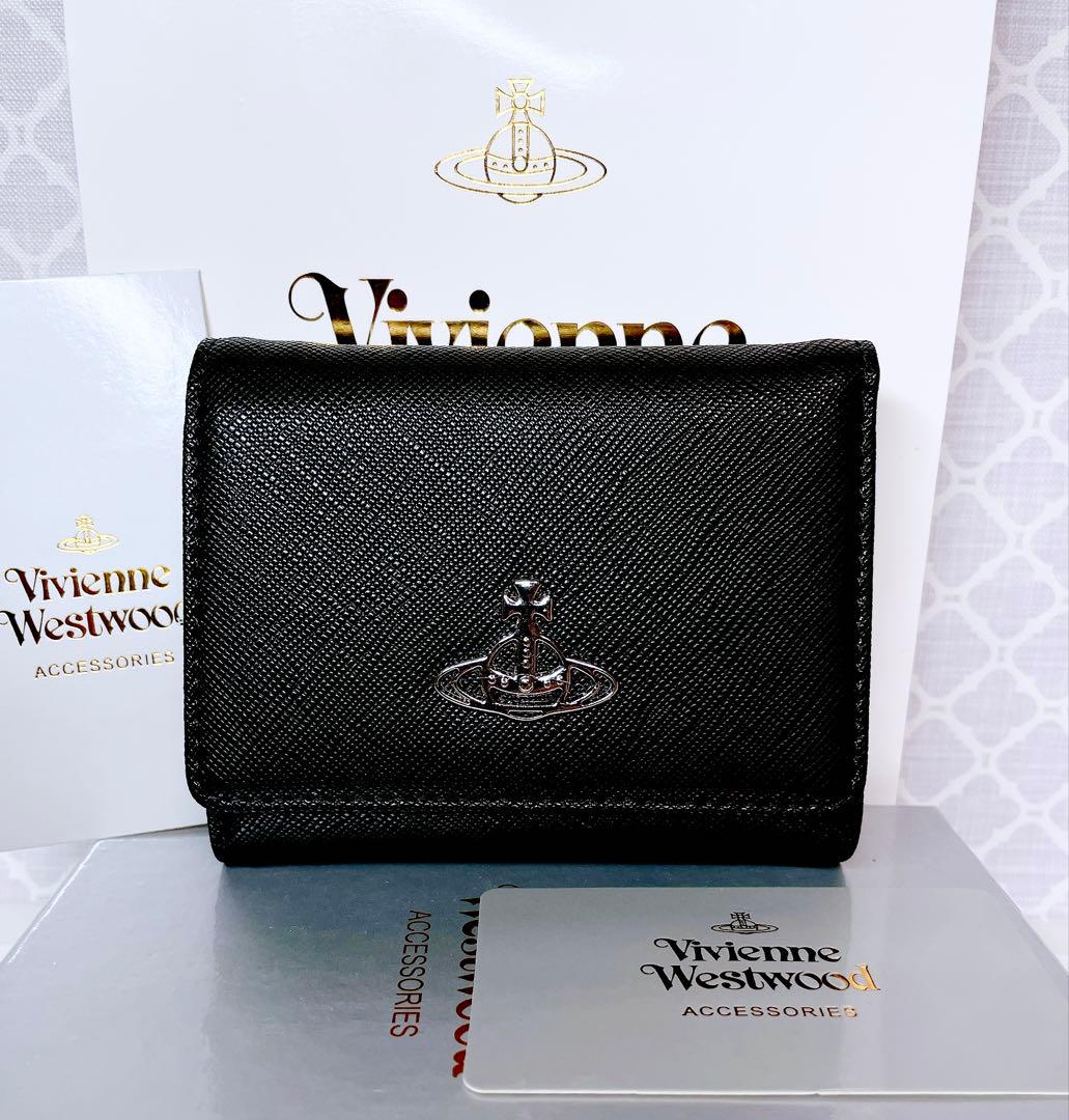 【最新◇ショッパー付】新品 ヴィヴィアン・ウエストウッド 3折財布 ブラック