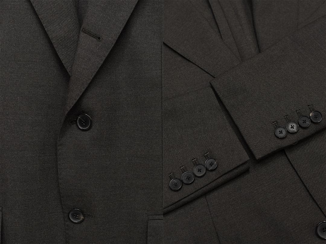 I480/LARDINI スーツ 段返り3つボタン 本切羽 ストレッチ 46 茶