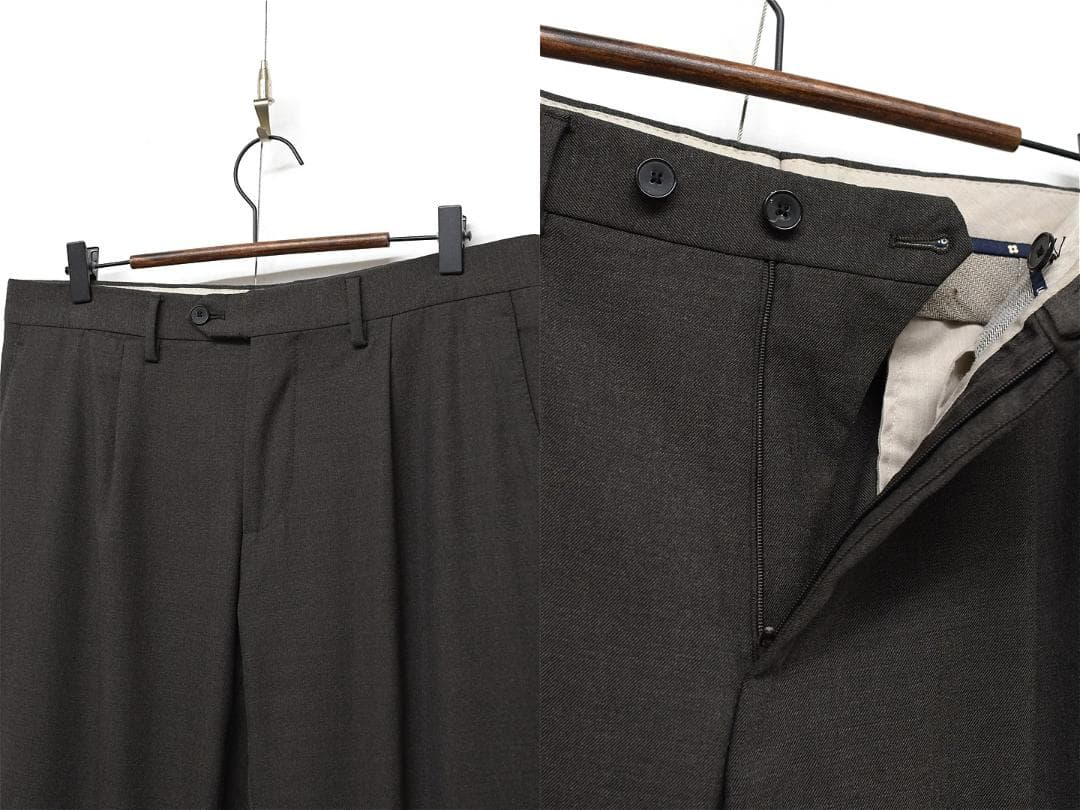 I480/LARDINI スーツ 段返り3つボタン 本切羽 ストレッチ 46 茶