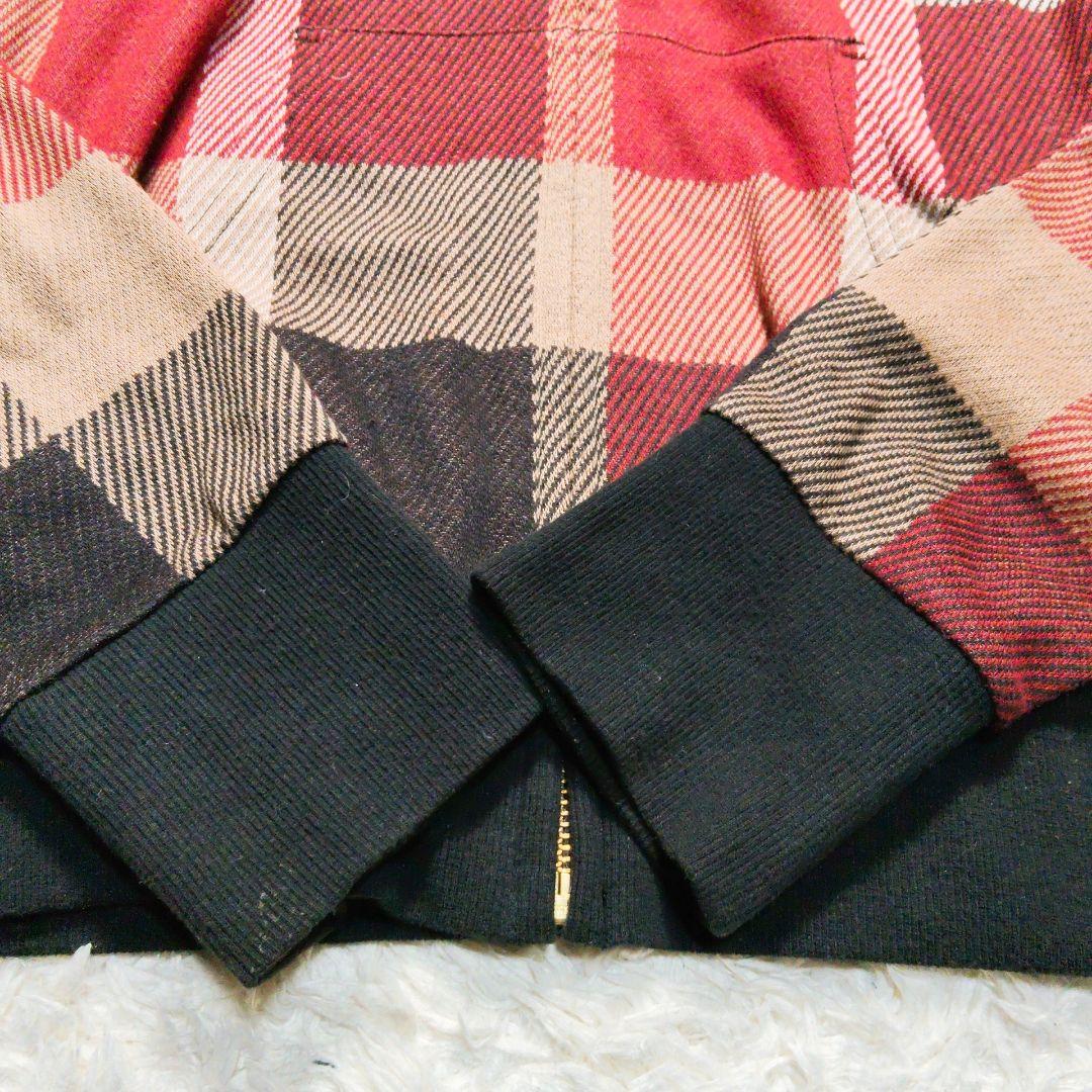 ✨レア♡チェック総柄✨ブルーレーベルクレストブリッジ パーカー ロゴファスナー