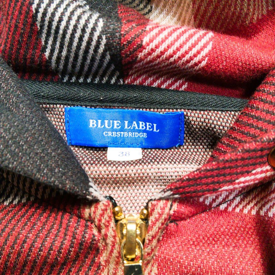 ✨レア♡チェック総柄✨ブルーレーベルクレストブリッジ パーカー ロゴファスナー