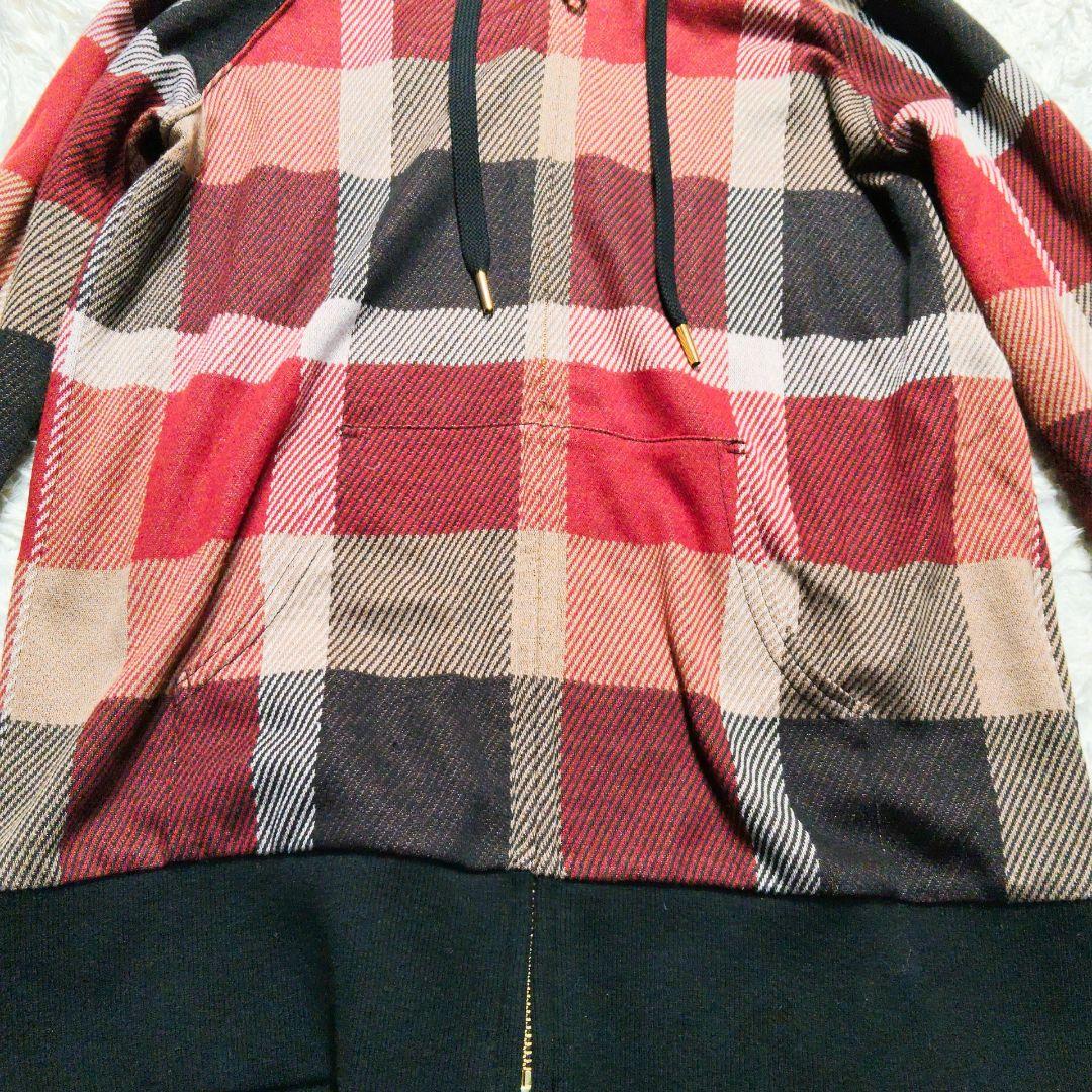 ✨レア♡チェック総柄✨ブルーレーベルクレストブリッジ パーカー ロゴファスナー