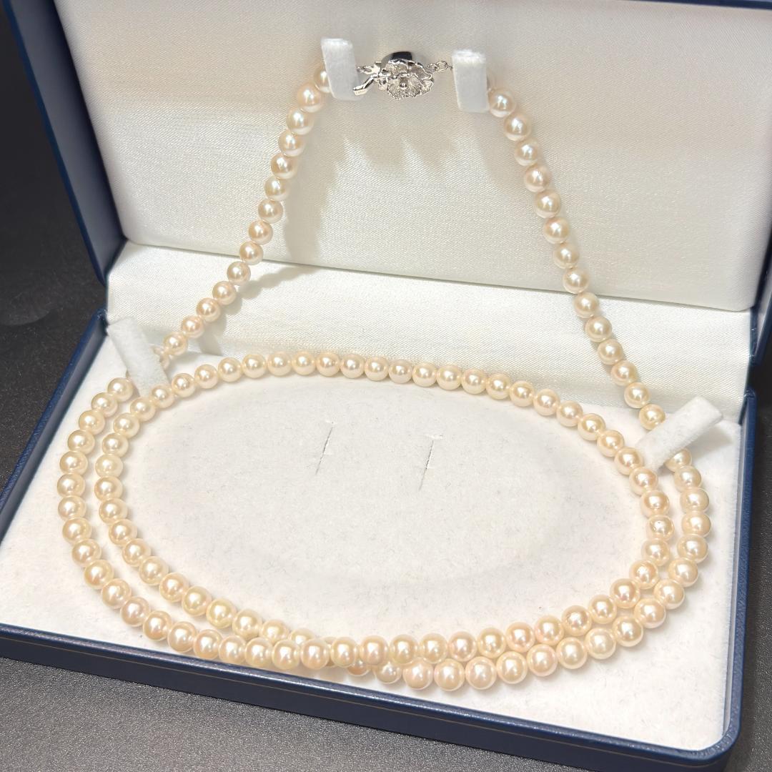 SV/K14WG✨ あこや真珠 パール ネックレス ピアスセット 6.5-7mm