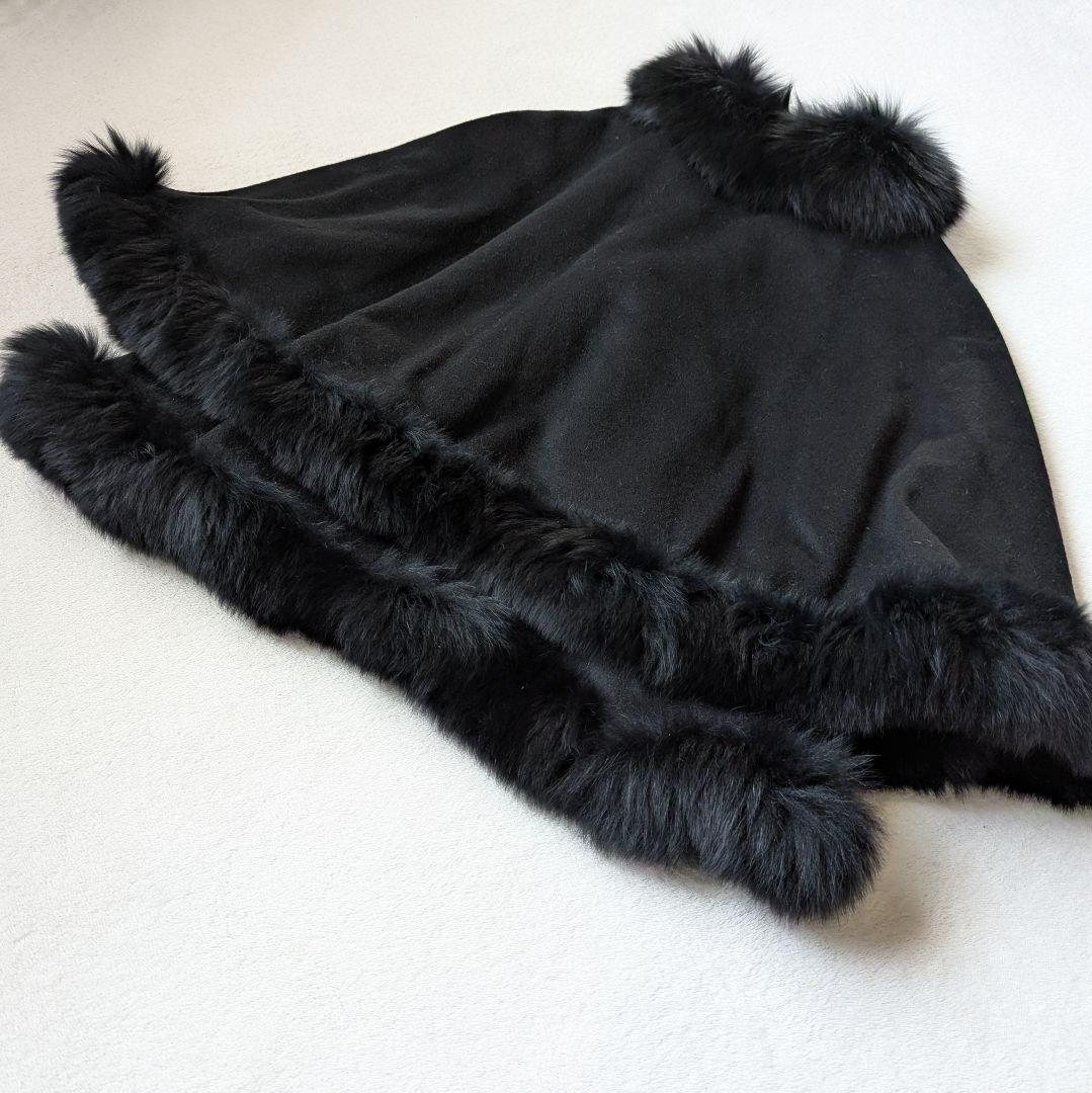 INVERNALE ISSIM ポンチョ カシミヤ100 ブラック M～L