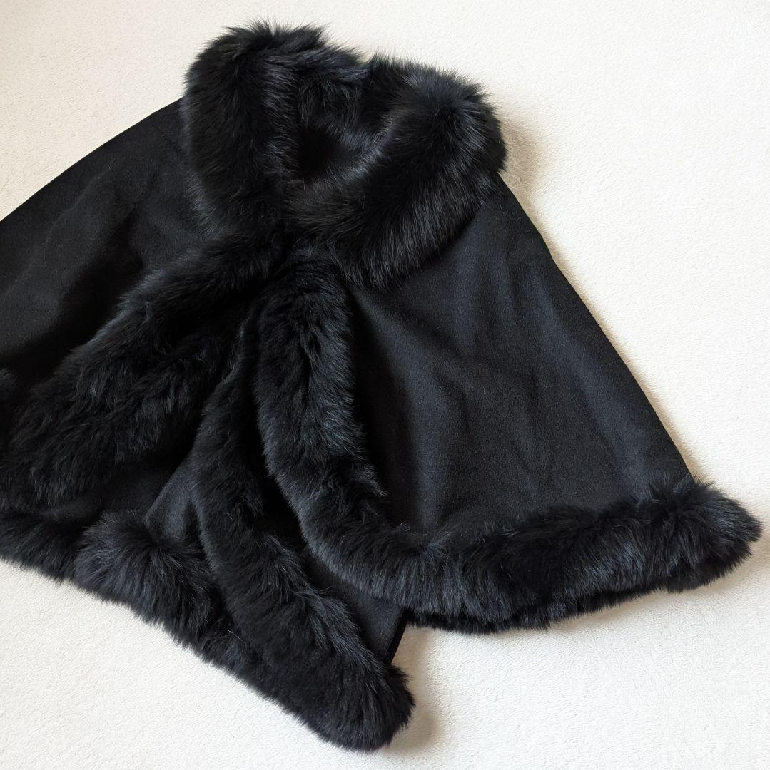 INVERNALE ISSIM ポンチョ カシミヤ100 ブラック M～L