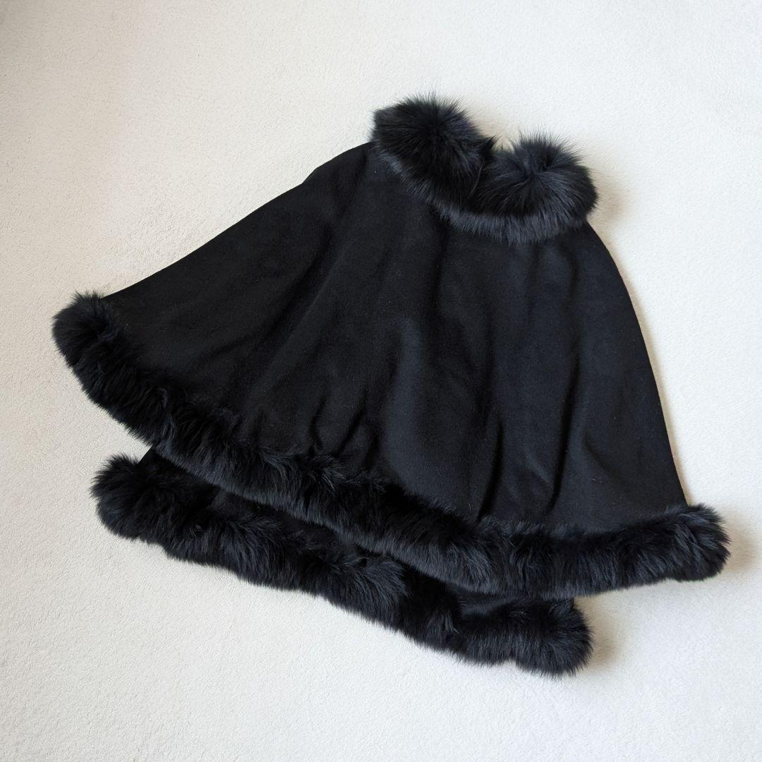 INVERNALE ISSIM ポンチョ カシミヤ100 ブラック M～L