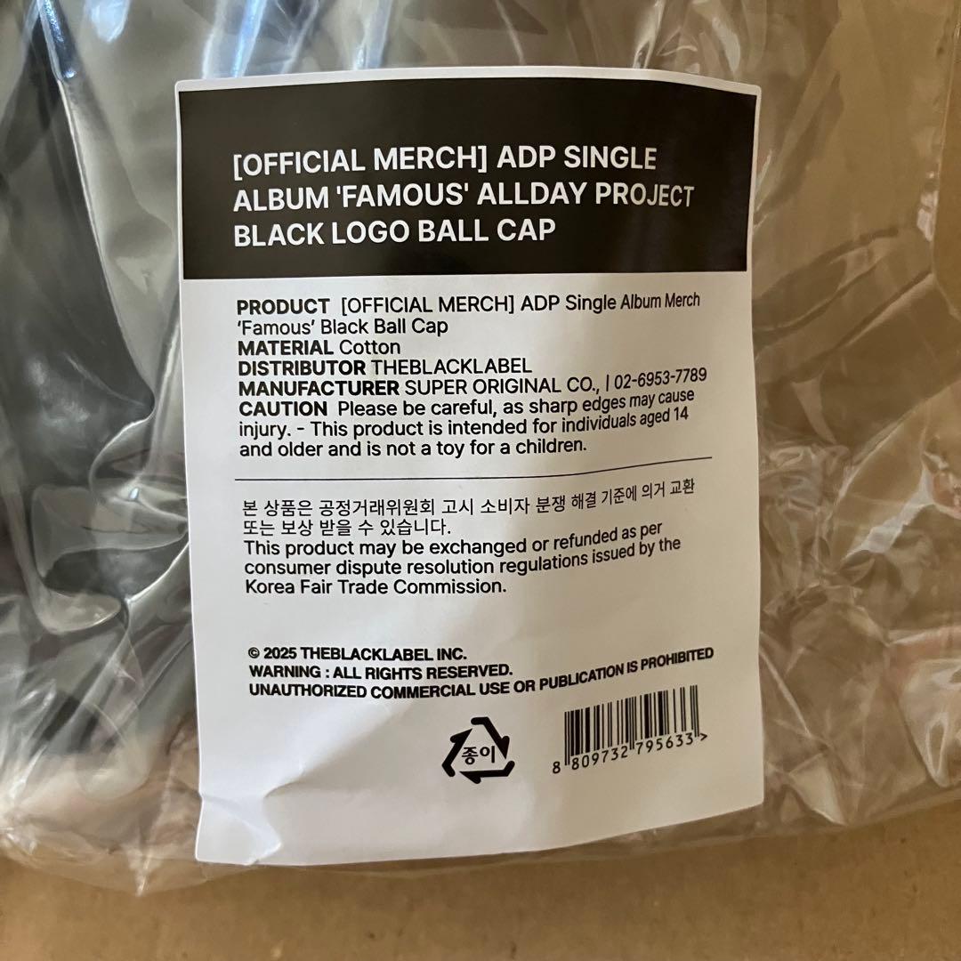 ALLDAY PROJECT BLACK LOGO BALL CAP　キャップ