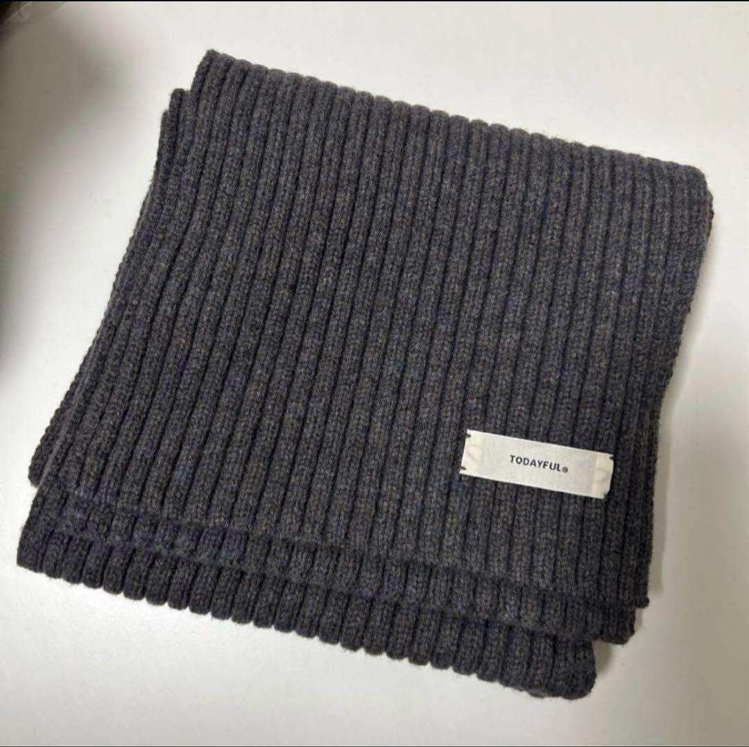 TODAYFUL Rib Knit Muffler スカイブルー