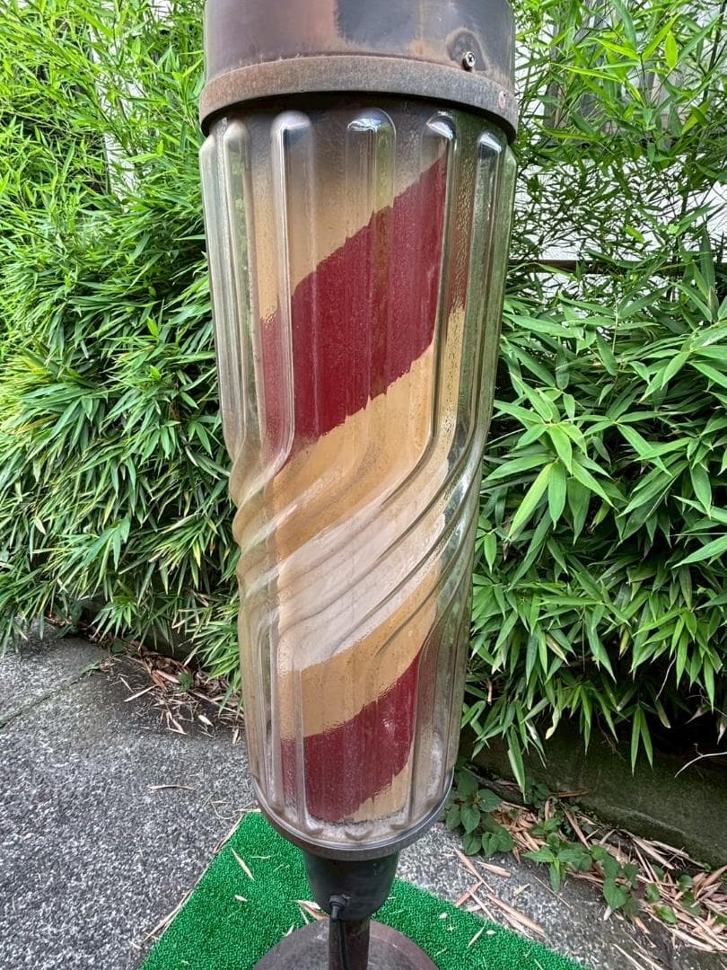 動作品　昭和レトロ　床屋　サインポール　回転灯　ヴィンテージ　オブジェ