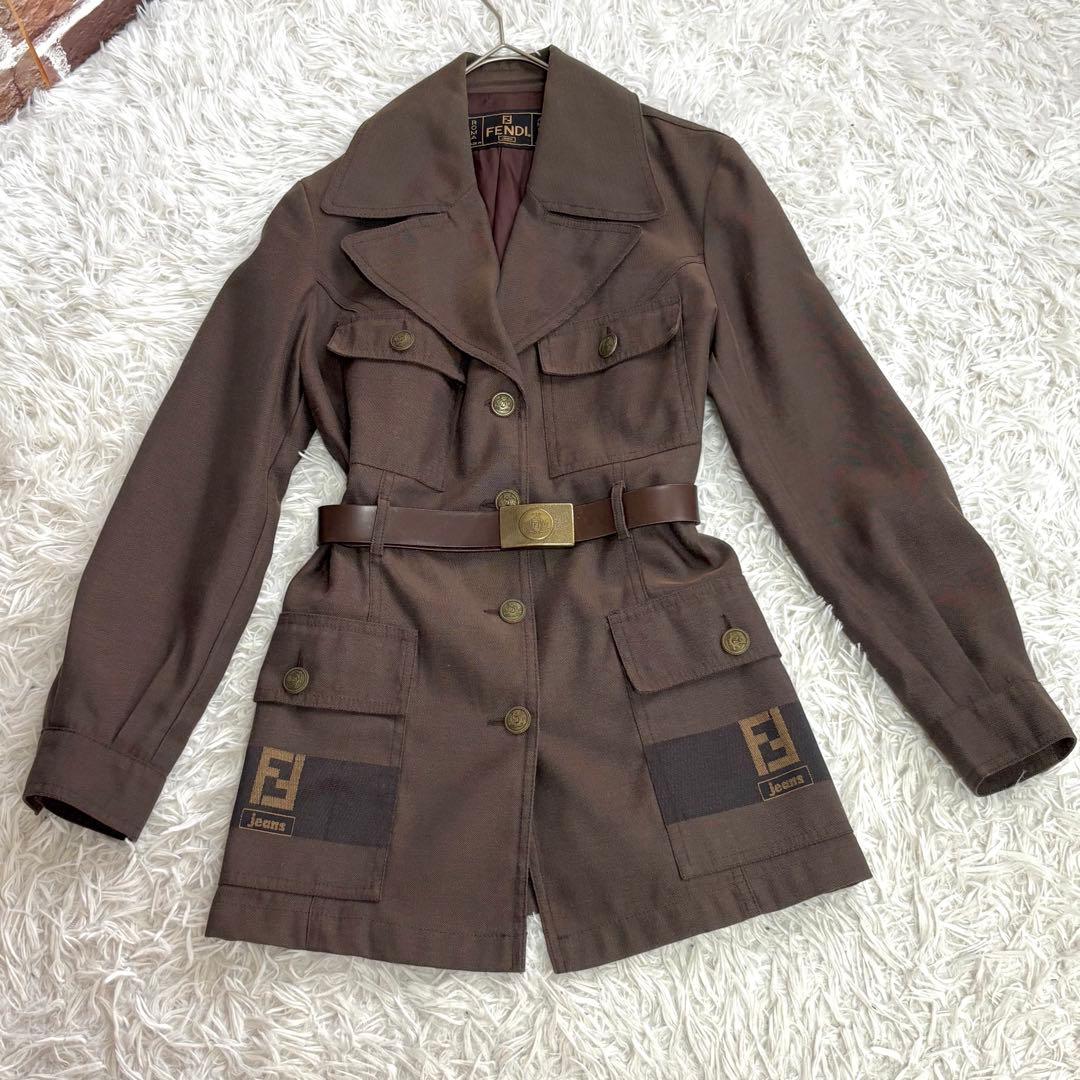 d*9様 ✨レア美品✨FENDI ブラウン トレンチコート ベルト付き　レディー