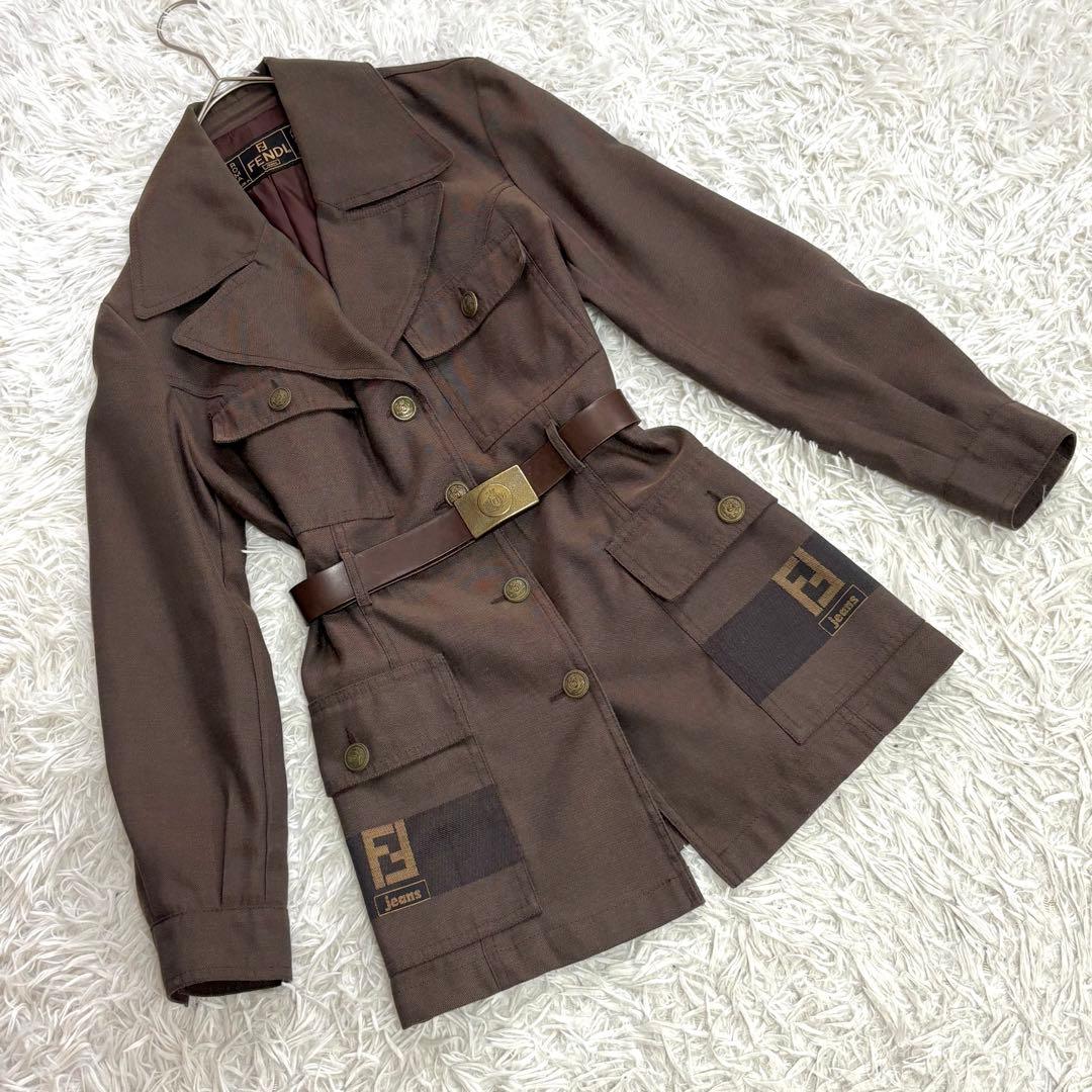 d*9様 ✨レア美品✨FENDI ブラウン トレンチコート ベルト付き　レディー