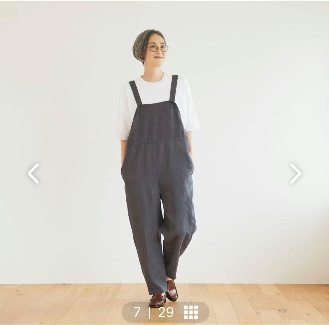 北欧、暮らしの道具店 fog linen workリネンサロペットグレー2サイズ