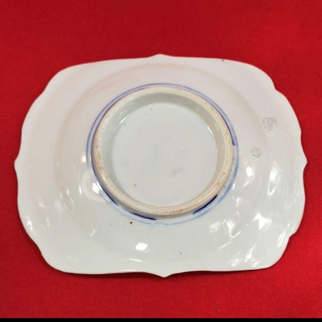 ⑤ 魯山作 古伊万里 呉須赤絵 手描き 焼き物皿 明治時代 長皿 フォロー割