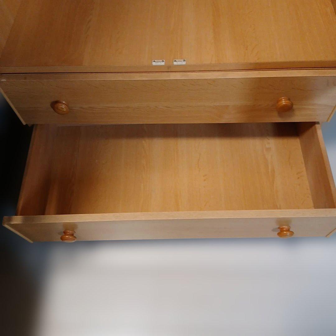 ナチュラルウッド洋服タンス ワードローブ 2引き出し