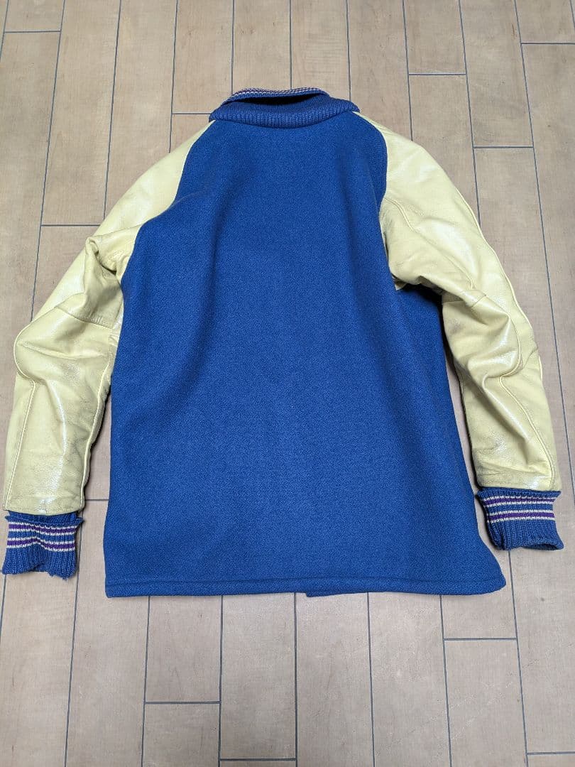 SKOOKUM ウールレザー スタジャン 青/クリーム 38