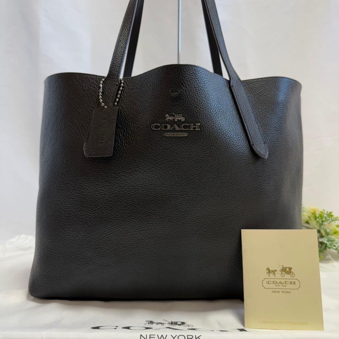 【訳あり極美品】コーチ 67253 ビジネスバッグ レザー 肩掛け 黒 A4可