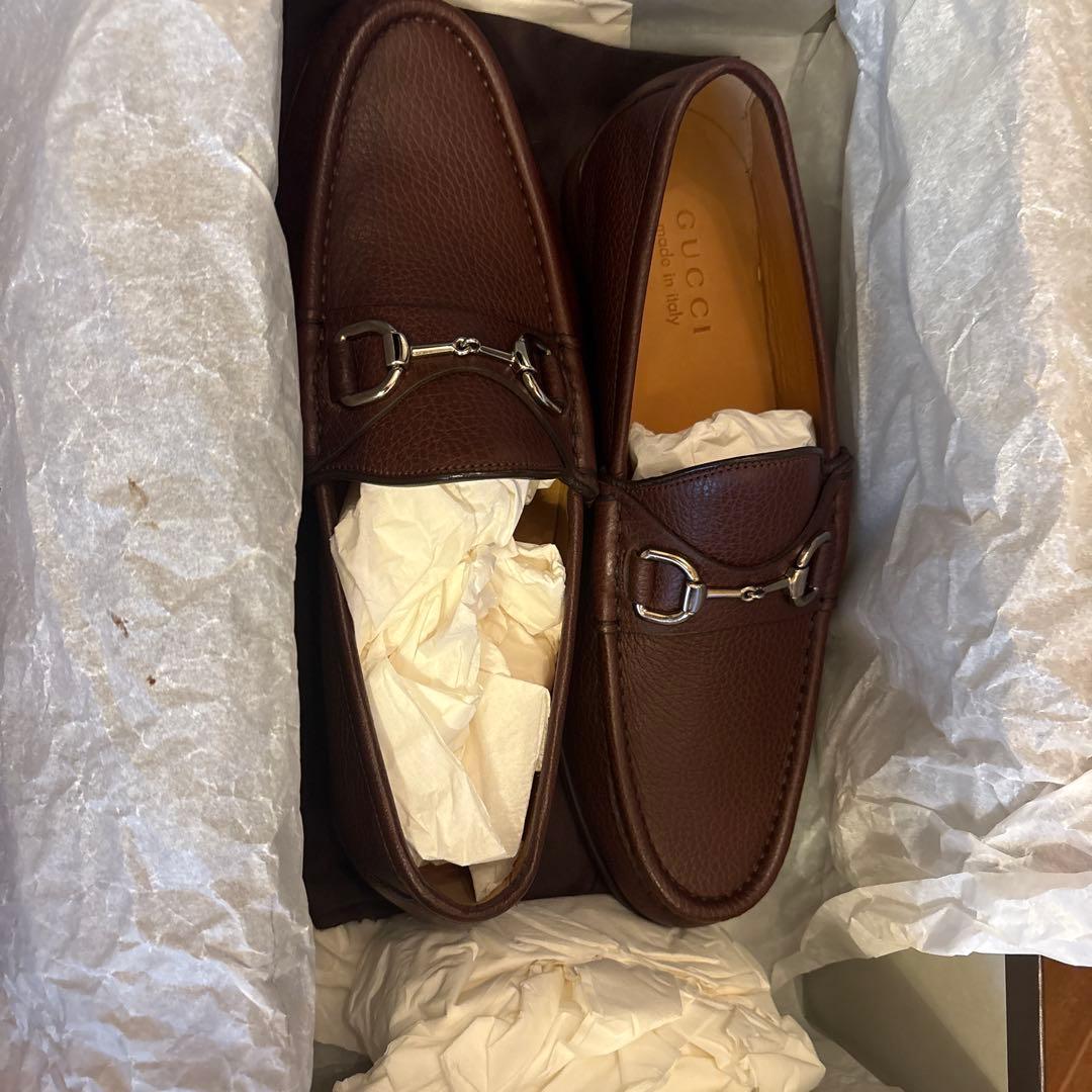 【新品未使用】GUCCI ブラウンレザー モカシン