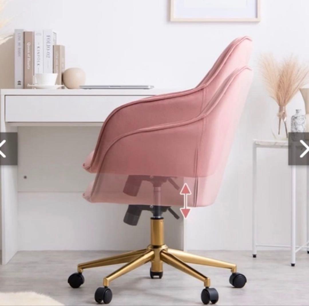 maisie ベロアデスクチェア ピンク ドレッサー ベロア生地 椅子 おしゃれ