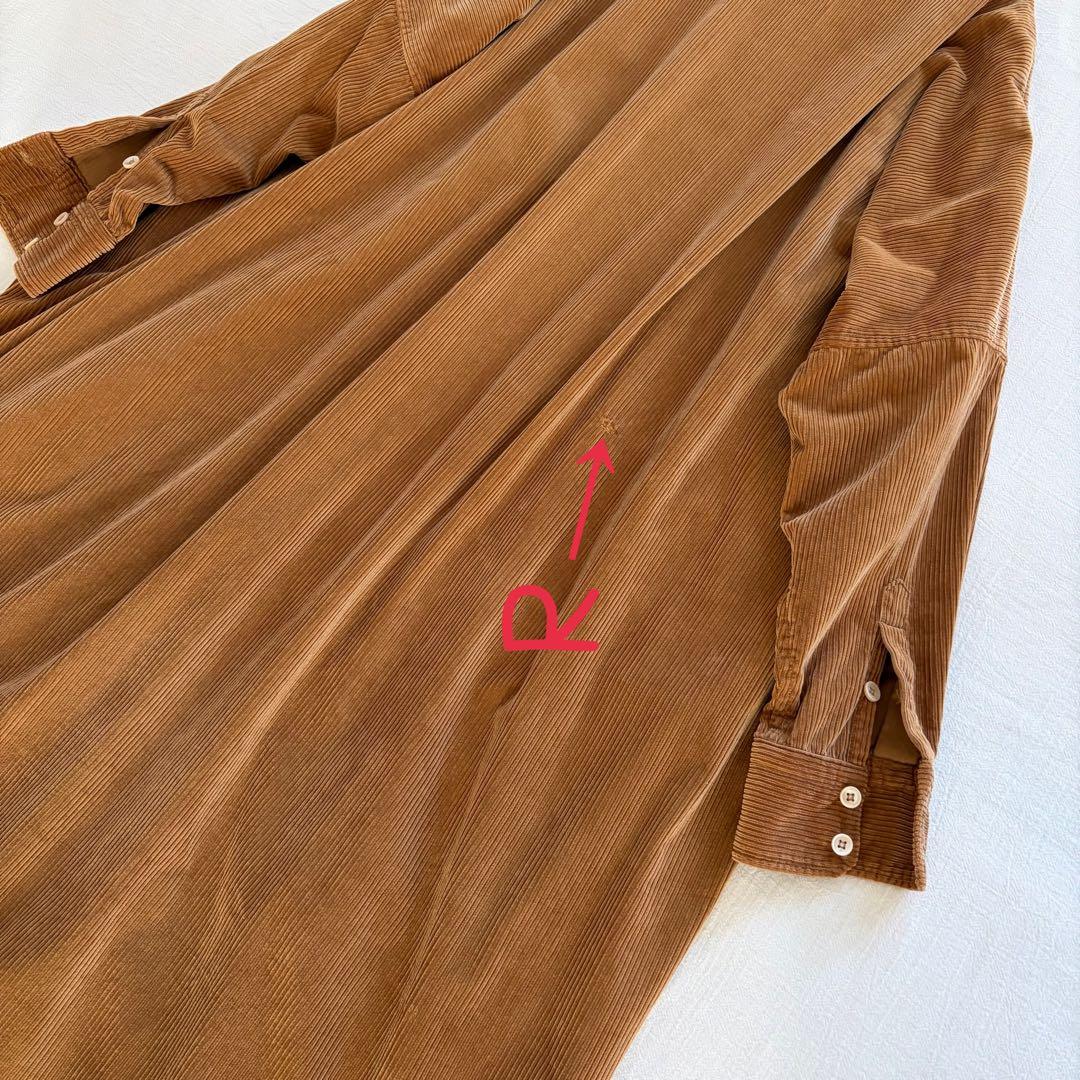 45R ▲∴☻ シャツコーデュロイのビッグシャツドレス ワンピース 定価5.3万