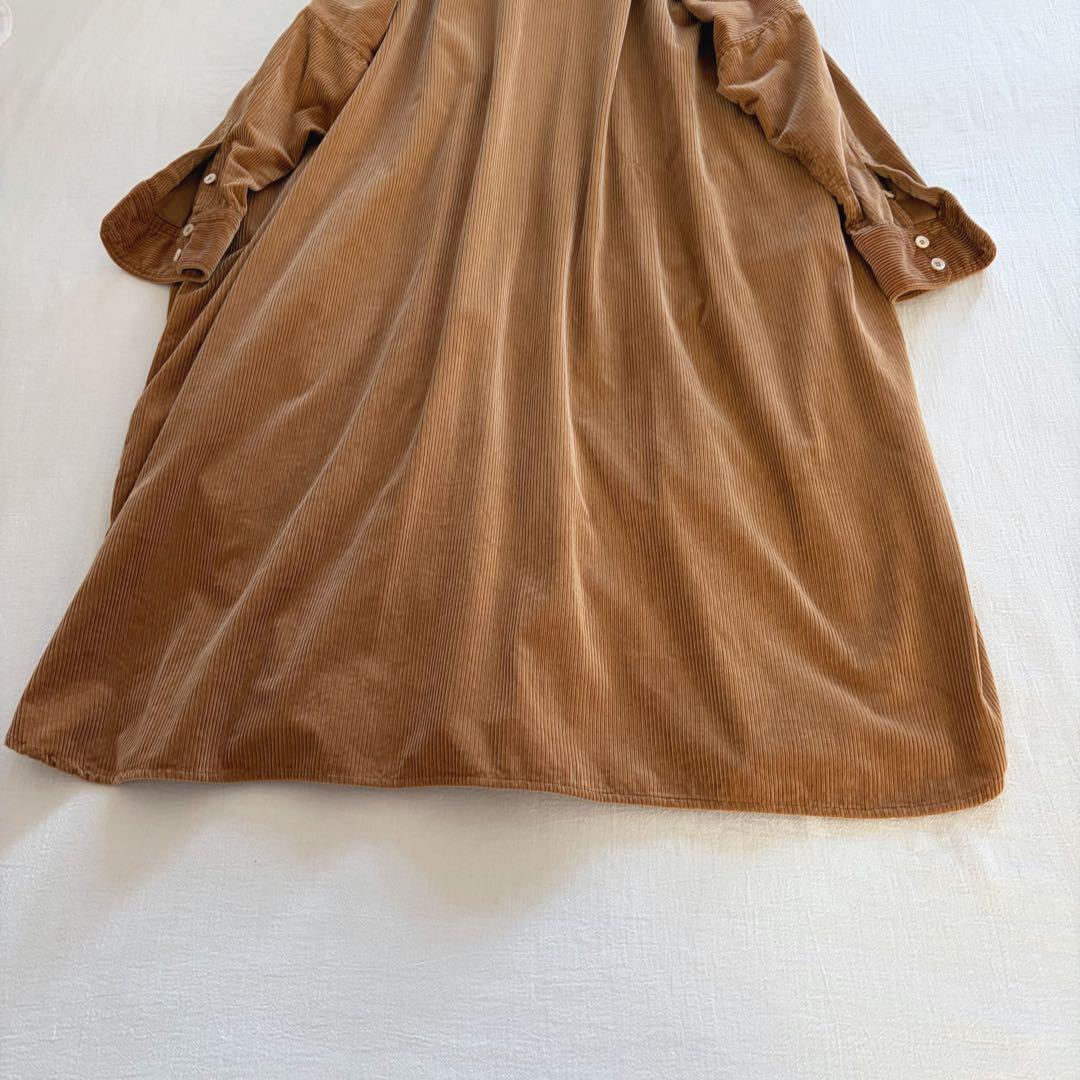 45R ▲∴☻ シャツコーデュロイのビッグシャツドレス ワンピース 定価5.3万