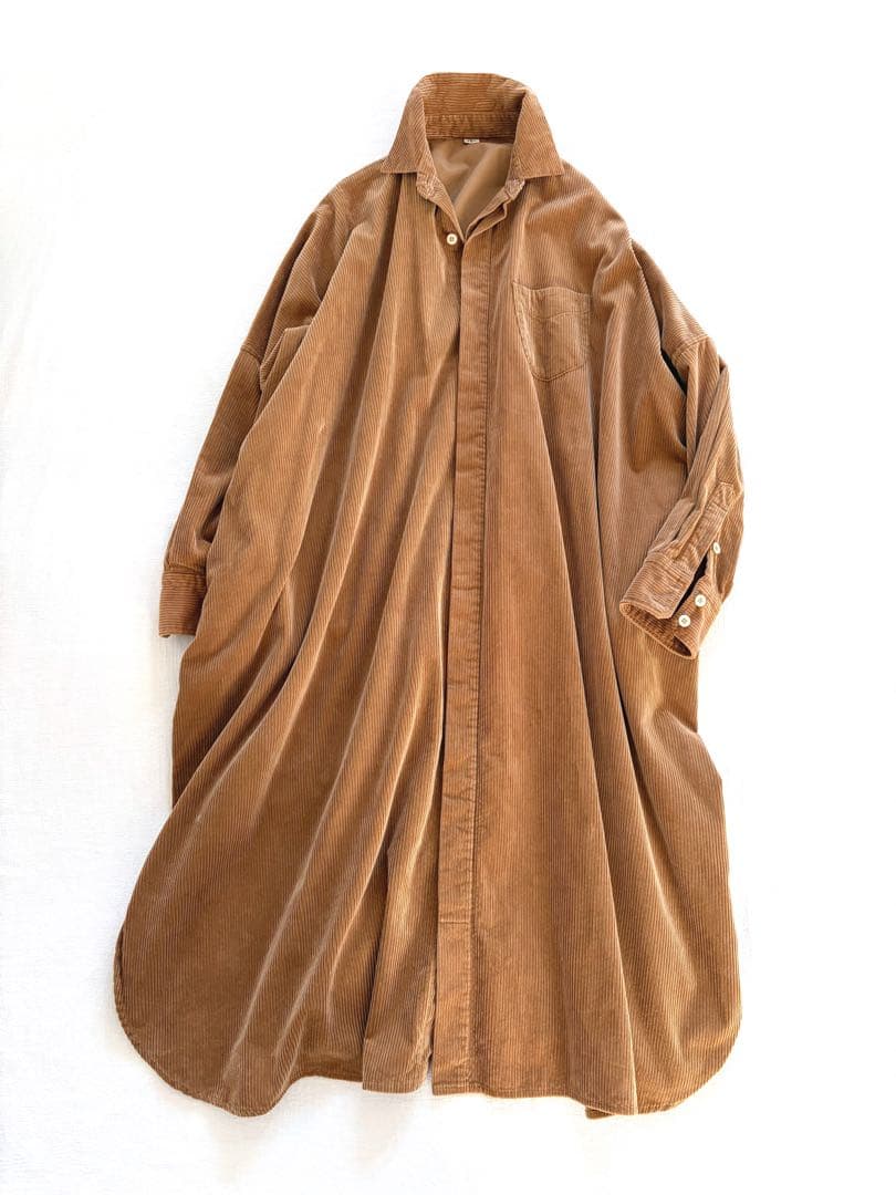 45R ▲∴☻ シャツコーデュロイのビッグシャツドレス ワンピース 定価5.3万