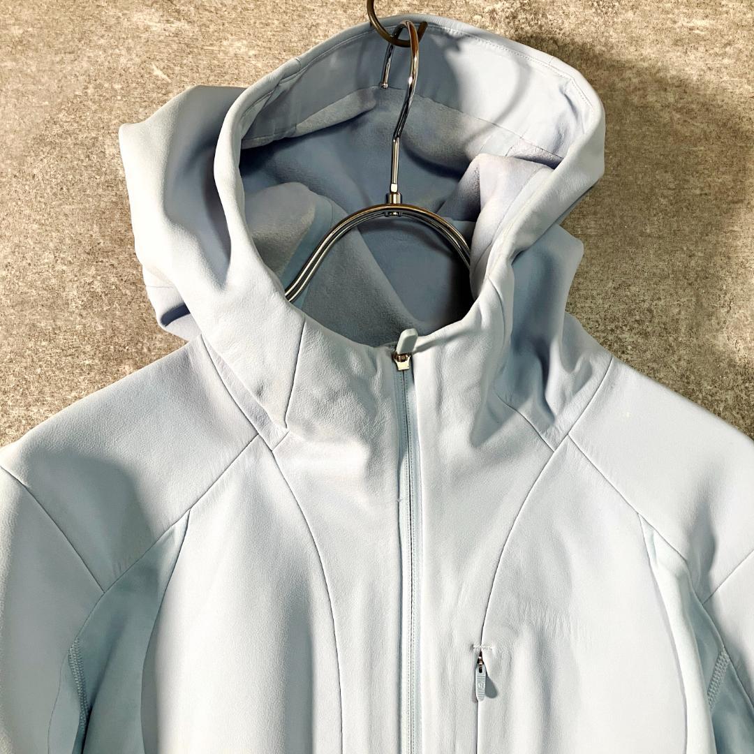 lululemon パーカー　ライトブルー　裏起毛　レイヤー風　フルジップ