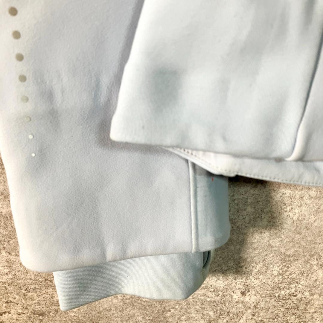 lululemon パーカー　ライトブルー　裏起毛　レイヤー風　フルジップ