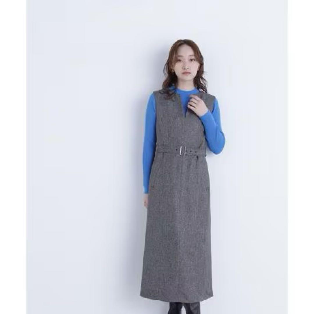 ナチュラルビューティーベーシック キーネックベルテッドジャンスカ