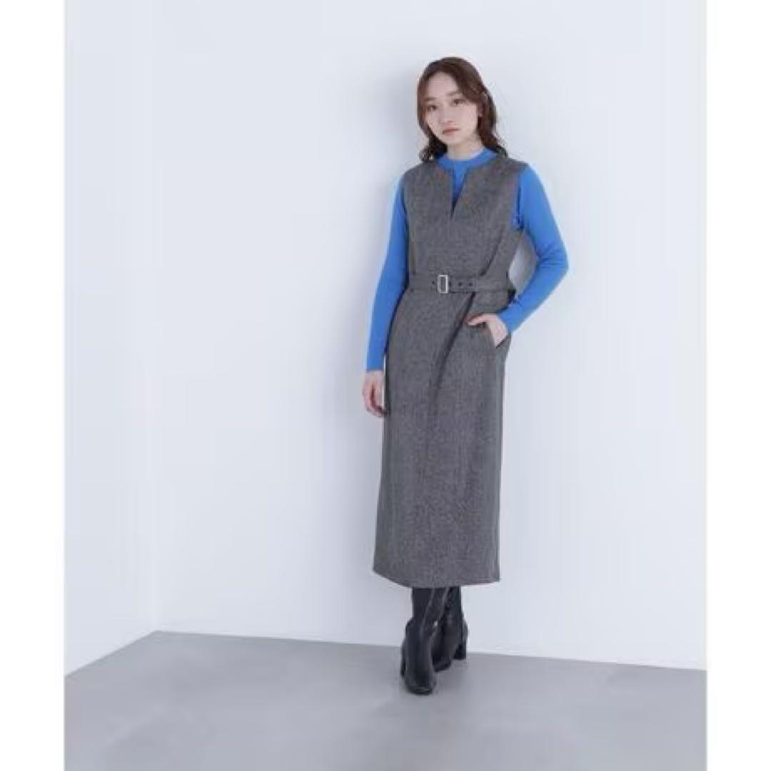 ナチュラルビューティーベーシック キーネックベルテッドジャンスカ