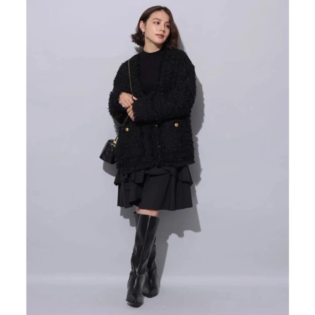 新品タグ付♪ Arpege story 中綿入りツイードジャコット ブラック 黒