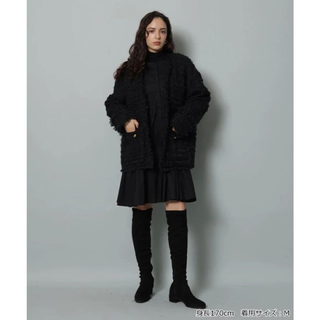 新品タグ付♪ Arpege story 中綿入りツイードジャコット ブラック 黒