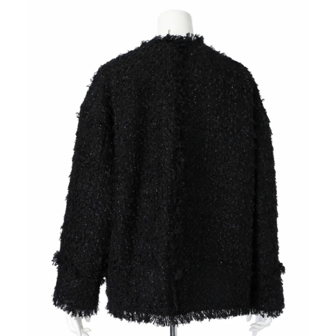 新品タグ付♪ Arpege story 中綿入りツイードジャコット ブラック 黒