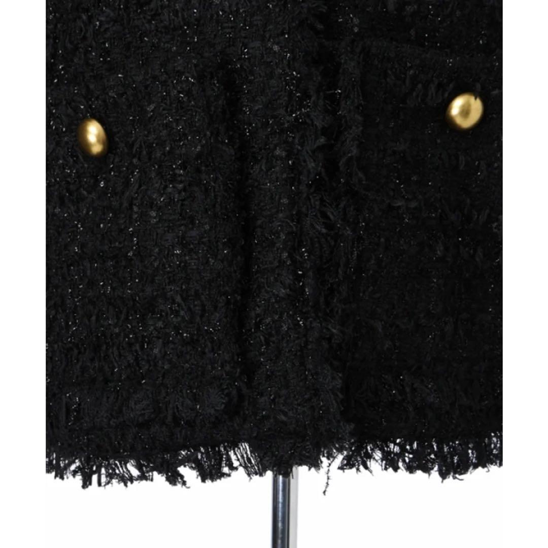 新品タグ付♪ Arpege story 中綿入りツイードジャコット ブラック 黒