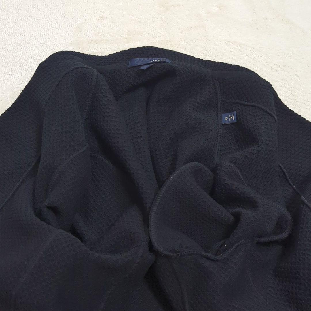 極美品 希少XL 近年 LARDINI エンボスニット テーラードジャケット 黒