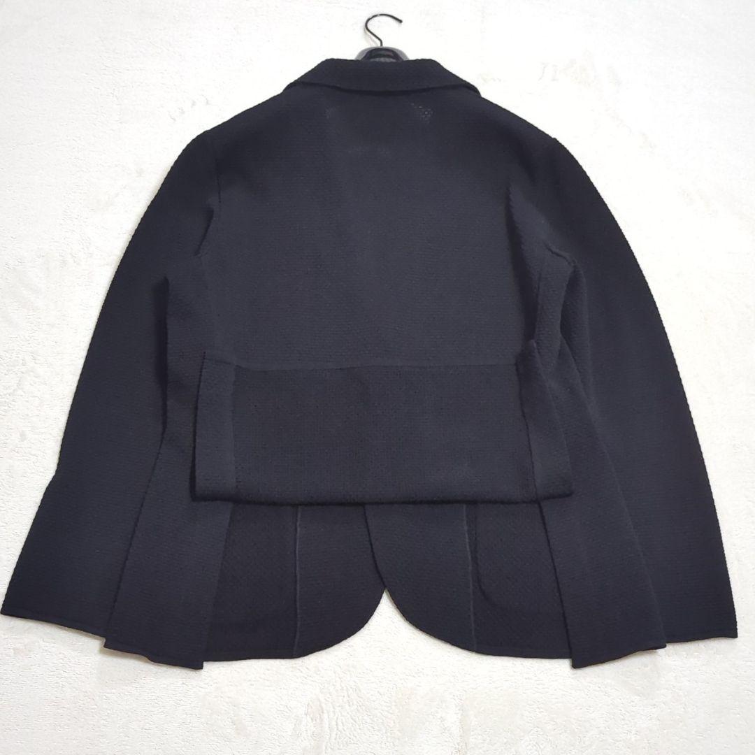 極美品 希少XL 近年 LARDINI エンボスニット テーラードジャケット 黒