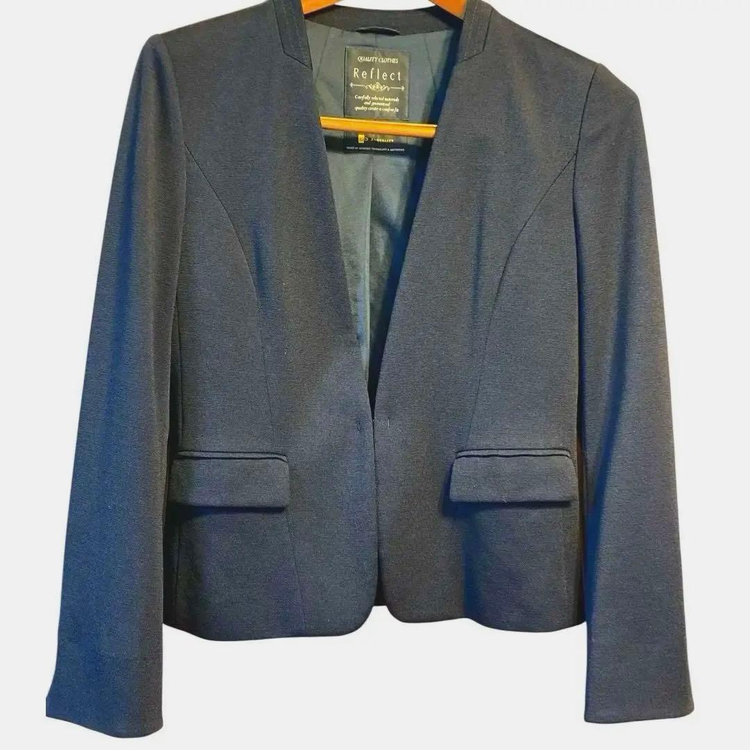 Reflect 【匠シリーズ】ノーカラージャケット黒 9号 極美品ウール混