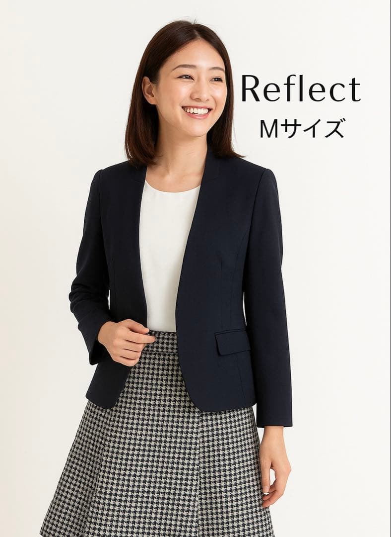 Reflect 【匠シリーズ】ノーカラージャケット黒 9号 極美品ウール混