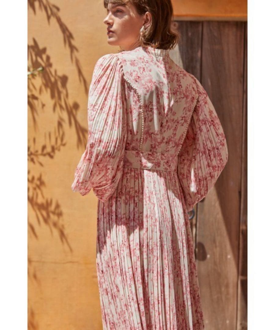 新品Estella.K Jane Belted Dressプリーツプリントドレス