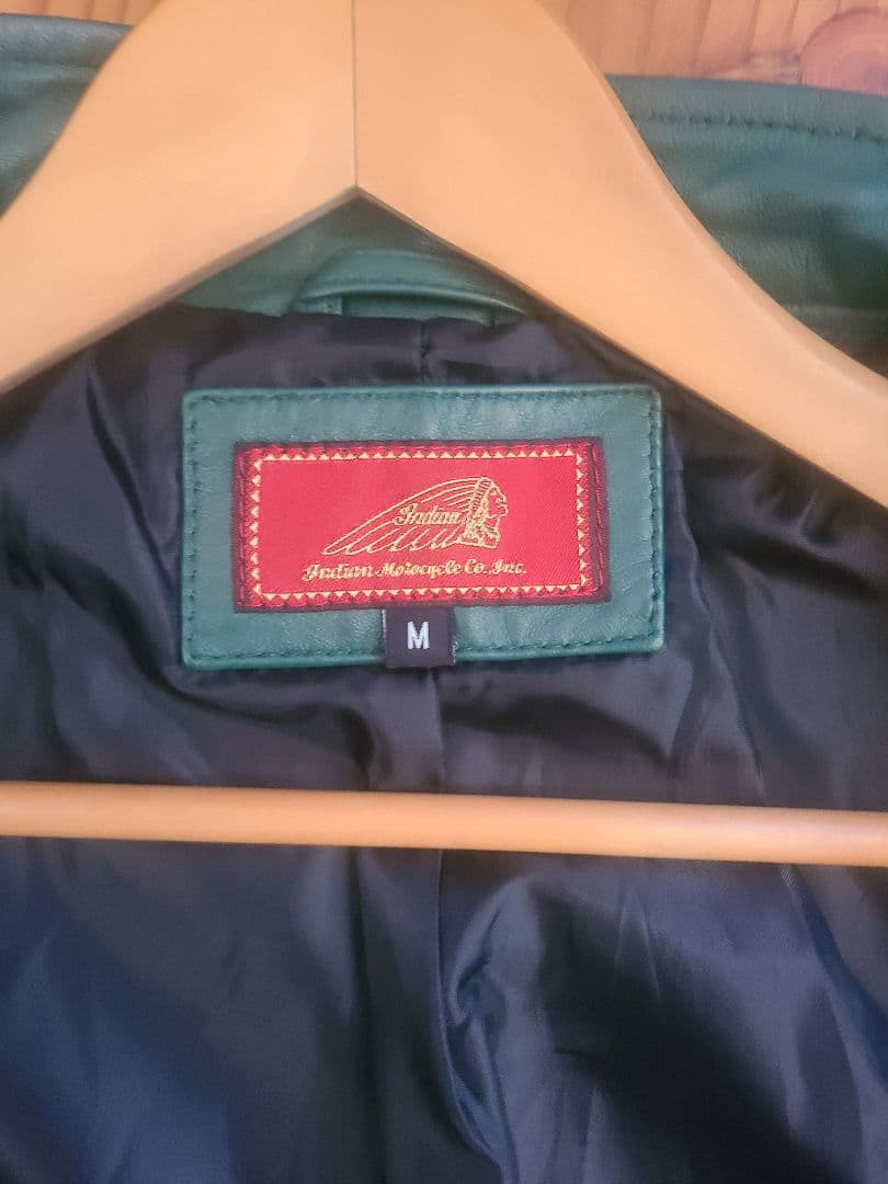 Indian Motocycle 緑色 レザーシングルライダース M 羊皮