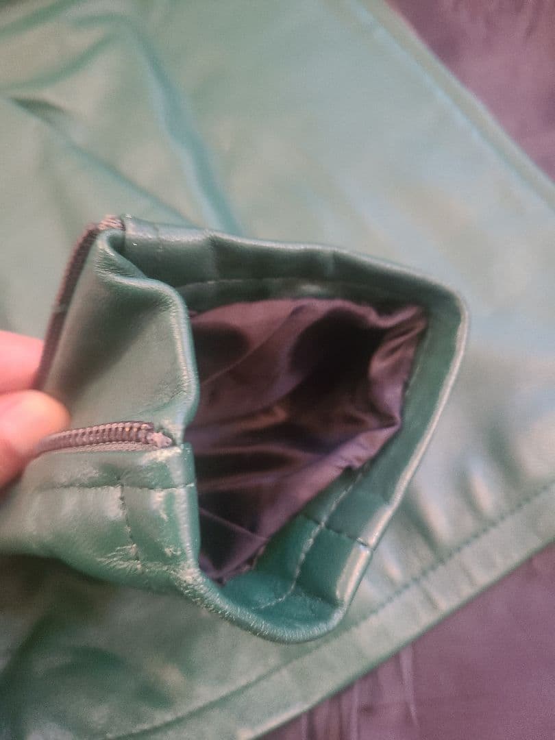 Indian Motocycle 緑色 レザーシングルライダース M 羊皮