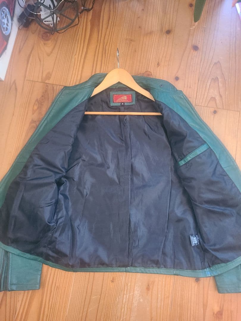 Indian Motocycle 緑色 レザーシングルライダース M 羊皮