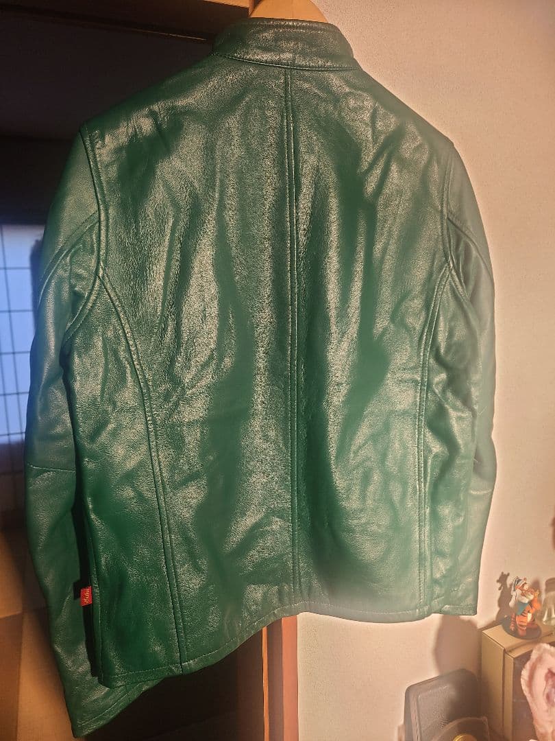 Indian Motocycle 緑色 レザーシングルライダース M 羊皮