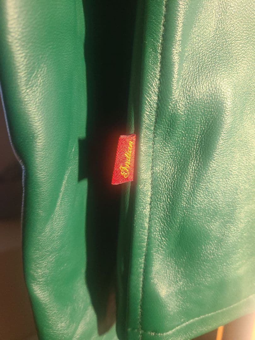 Indian Motocycle 緑色 レザーシングルライダース M 羊皮