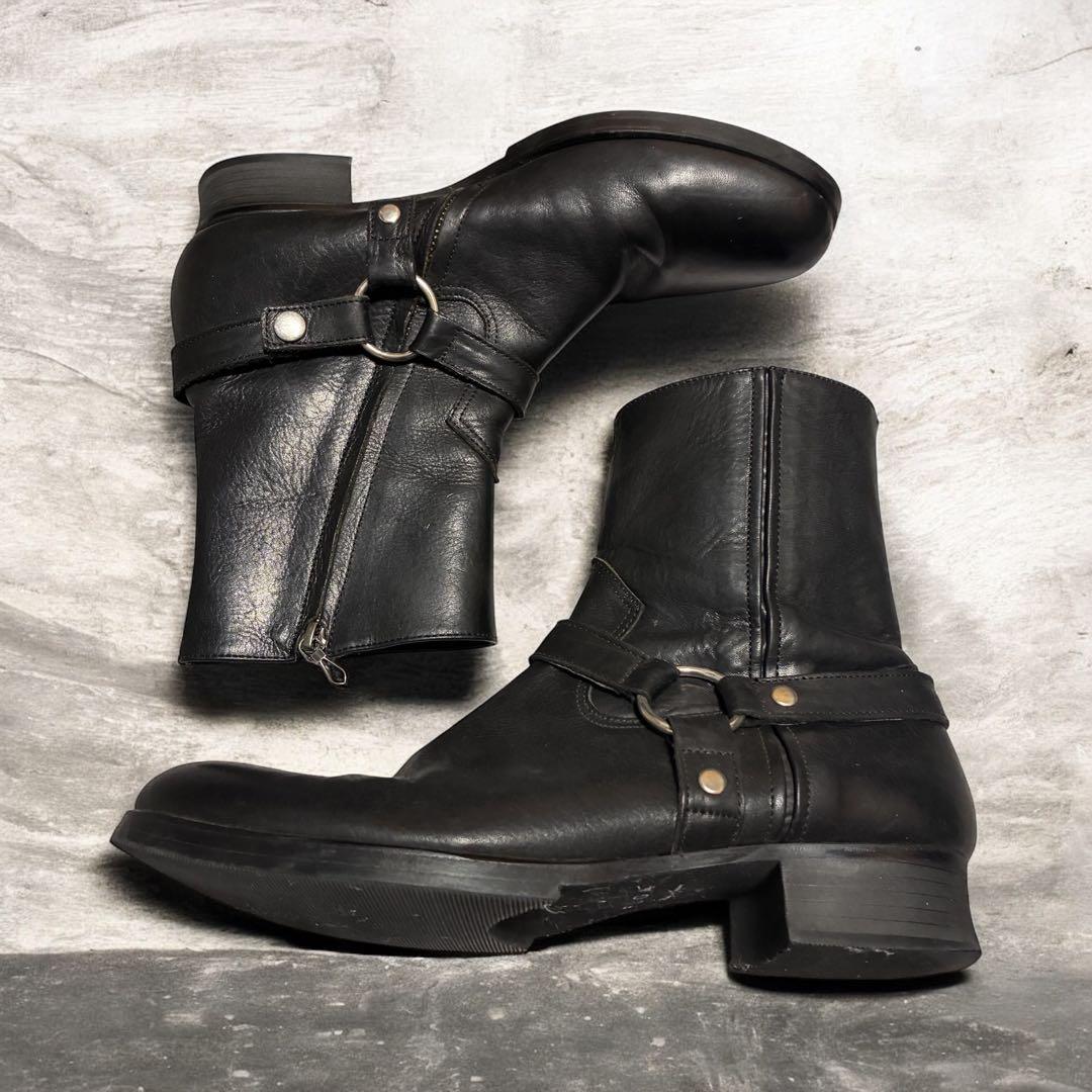 00s FUGA ハーネスブーツ　ブラック　金具　レザー　y2k 42